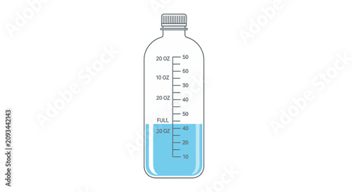 Foto Bottle with a measuring scale indicates the volume of liquid contained within a clear container