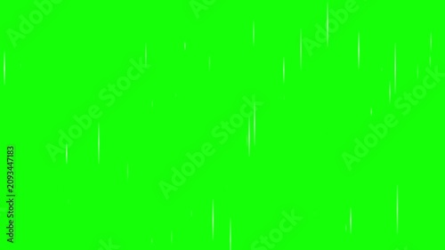 Falling raindrops overlay effect on a solid bright green chroma key background