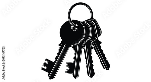 Bild auf Leinwand set of keys silhouette on white background high quality professional detailed
