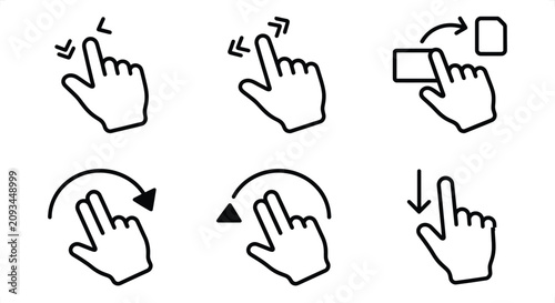 Photos Gesture icons showing finger tap swipe pinch zoom rotate and scroll actions on a