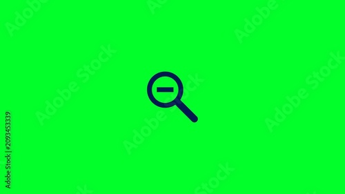Zoom Out Magnifying Glass Icon Clicking Animation Isolated on Green Screen