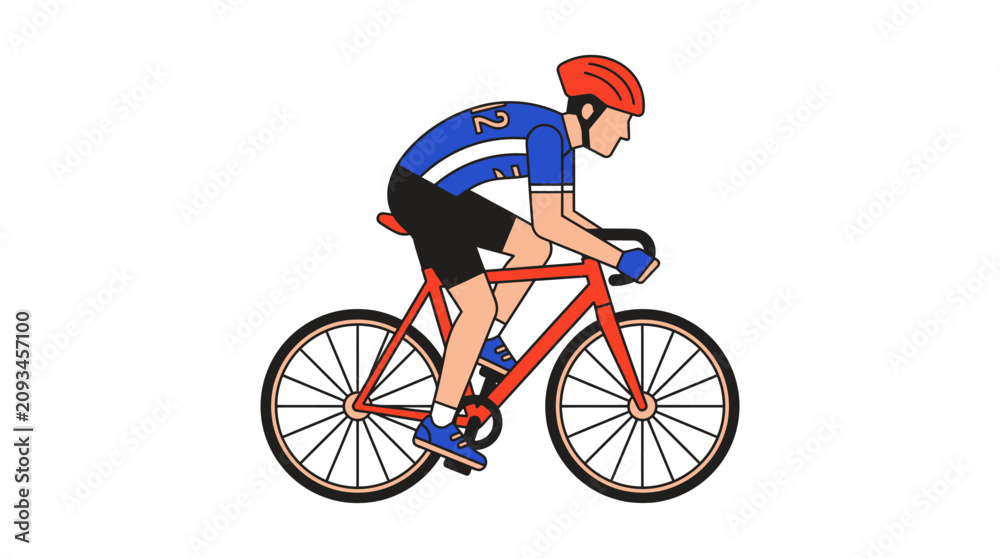 Fototapeta premium Man Riding a Bicycle Quickly Outdoors.
