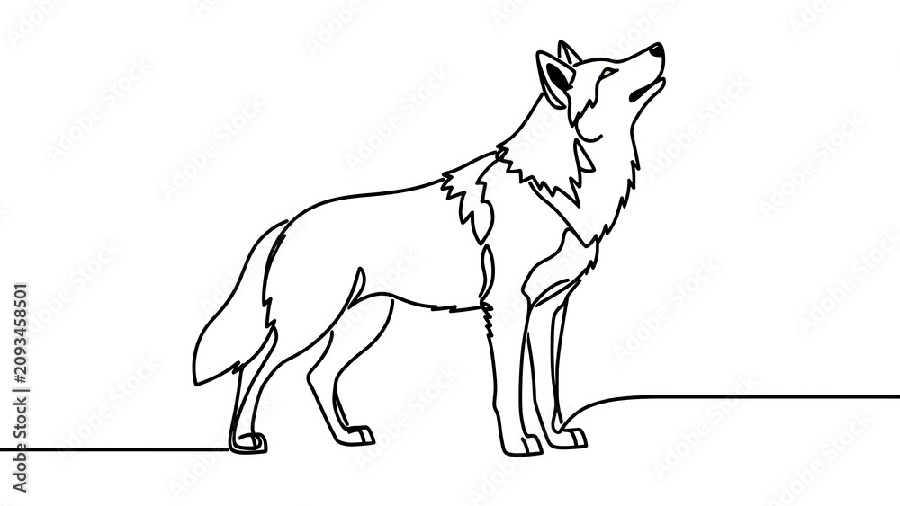 Obraz premium Howling wolf illustration on white background.