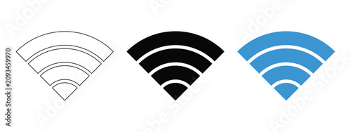 Foto WiFi Wireless Signal Icon Set in Outline, Solid and Blue Styles - Vector Network