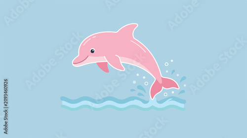 Flat illustration of a pink dolphin