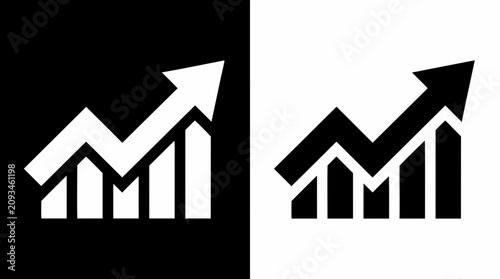 trading and growth success chart icon bullish financial graph vector set