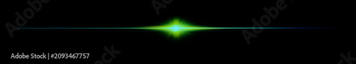 Fotografi Green Horizontal Lens Flare Light Effect on Black Background, Bright Cinematic G