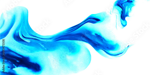Bild auf Leinwand Abstract swirls of vivid ultramarine blue and azure ink gracefully blend and dan