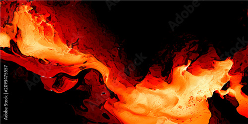 Foto Fiery abstract fluid art composition with swirling vortex of intense orange and