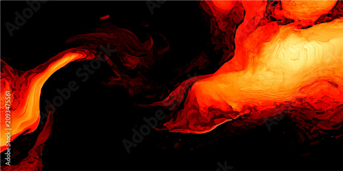 Fotografie Abstract digital art depicting swirling patterns of fiery orange and red light a