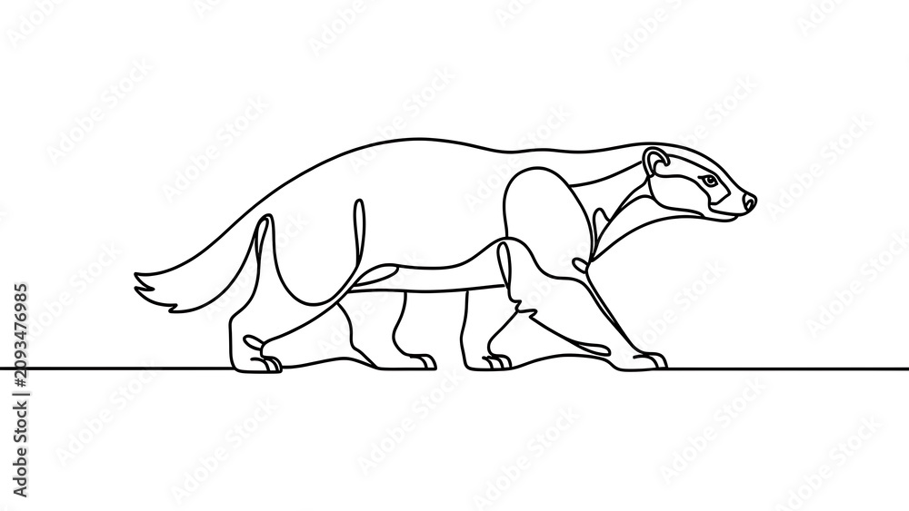 Fototapeta premium Minimalist line art of a walking animal white background.