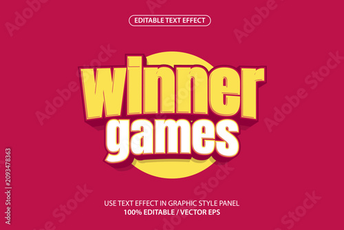 Billede på lærred Premium vector featuring an editable winner games text effect template