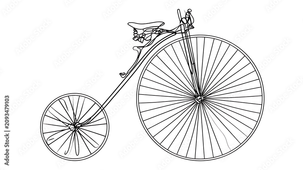 Fototapeta premium Vintage penny farthing bicycle white background.