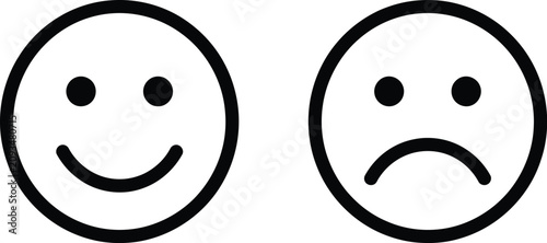 Tableau sur toile Simple minimalist vector illustration showing a happy smiling face and a sad fro