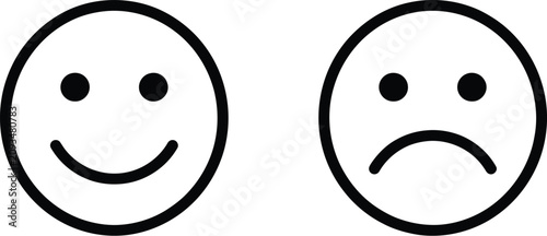 Tableau sur toile Minimalist black and white vector illustration showing a happy smiling face and