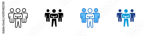 Photos Workforce Unity Multiple Style Icon Design Vector - Three standing figures conne