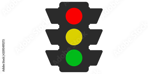 Vertical traffic light icon with red yellow and green signal lamps isolated on transparent background
