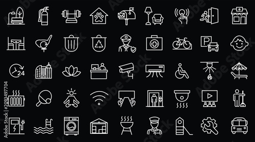 Φωτογραφία Building amenities icon set
