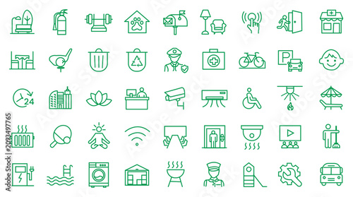 Принти на полотні Building amenities icon set