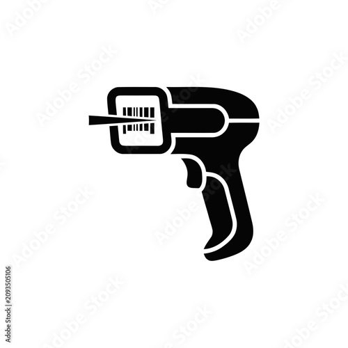 Barcode Scanner Icon, Black Silhouette, Retail Technology, Product Identification