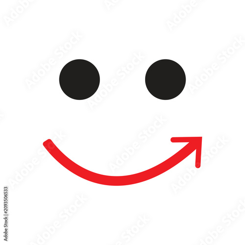 Happy smile face with upward growth arrow line art