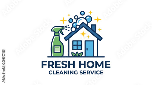 Fresh Home Cleaning Service Logo Design.