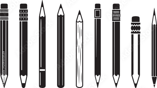 Quadro su tela Black and White Pencil Icon Set