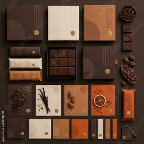 Luxury chocolate packaging design collection with natural ingredients