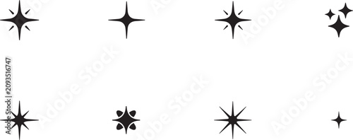 Tableau sur toile Minimalist black silhouette of a magic sparkle vector icon set
