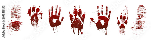 Εκτύπωση καμβά Bloody handprints and palm smears in various shapes and sizes