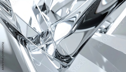 Abstract chrome liquid ripples on white background.