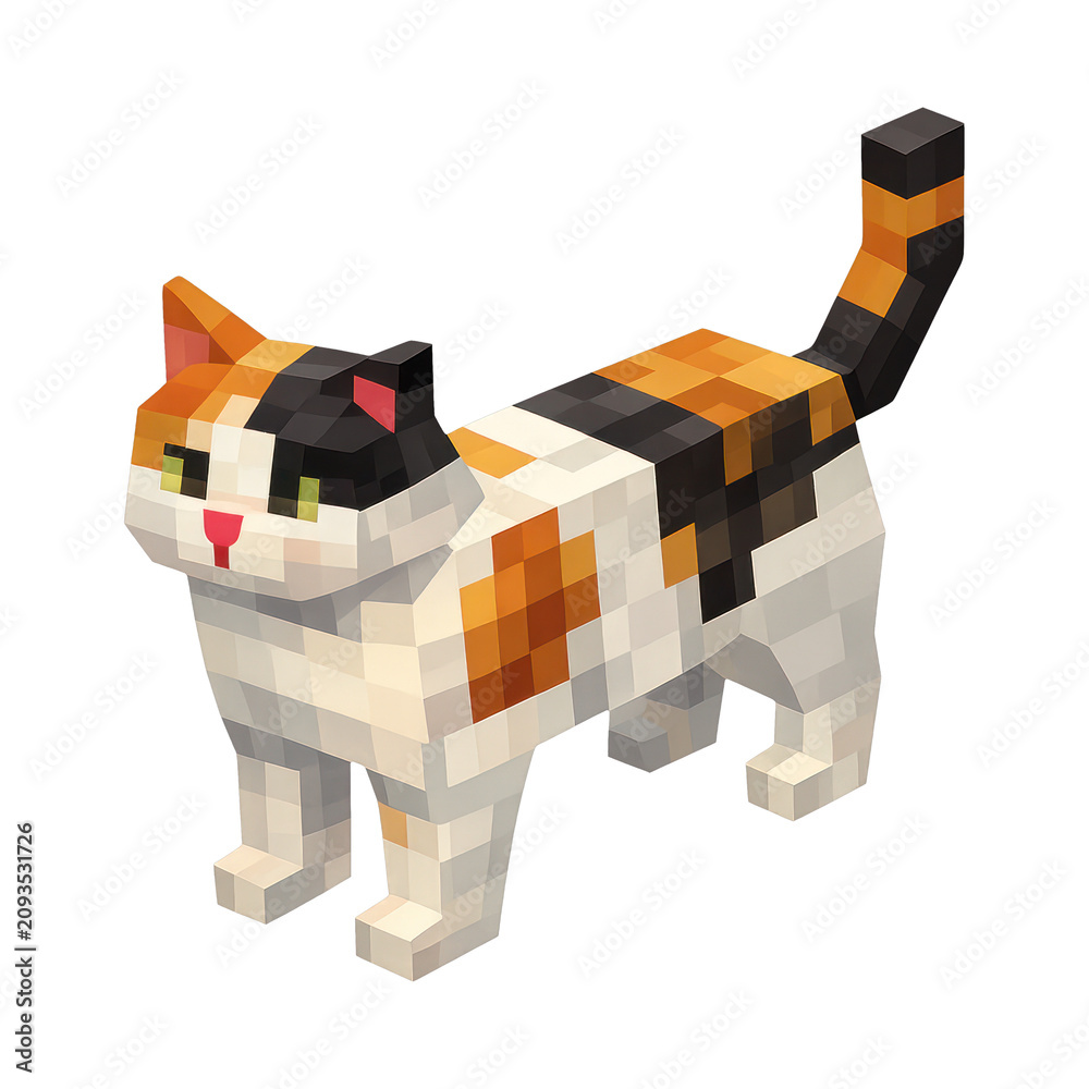 Obraz premium PNG Pixelated cat in blocky style.