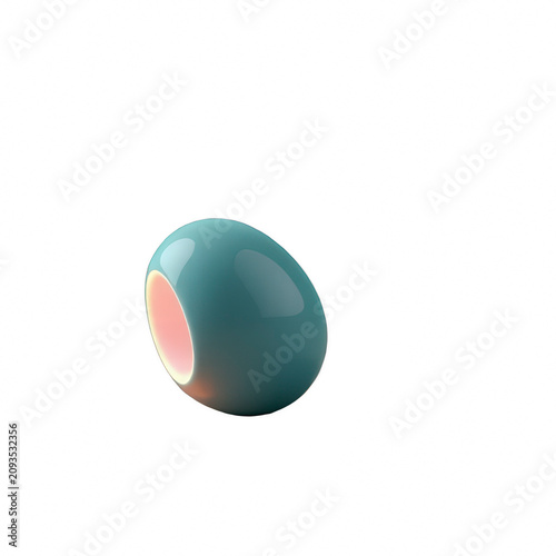 Minimalist blue egg shaped abstract object on black