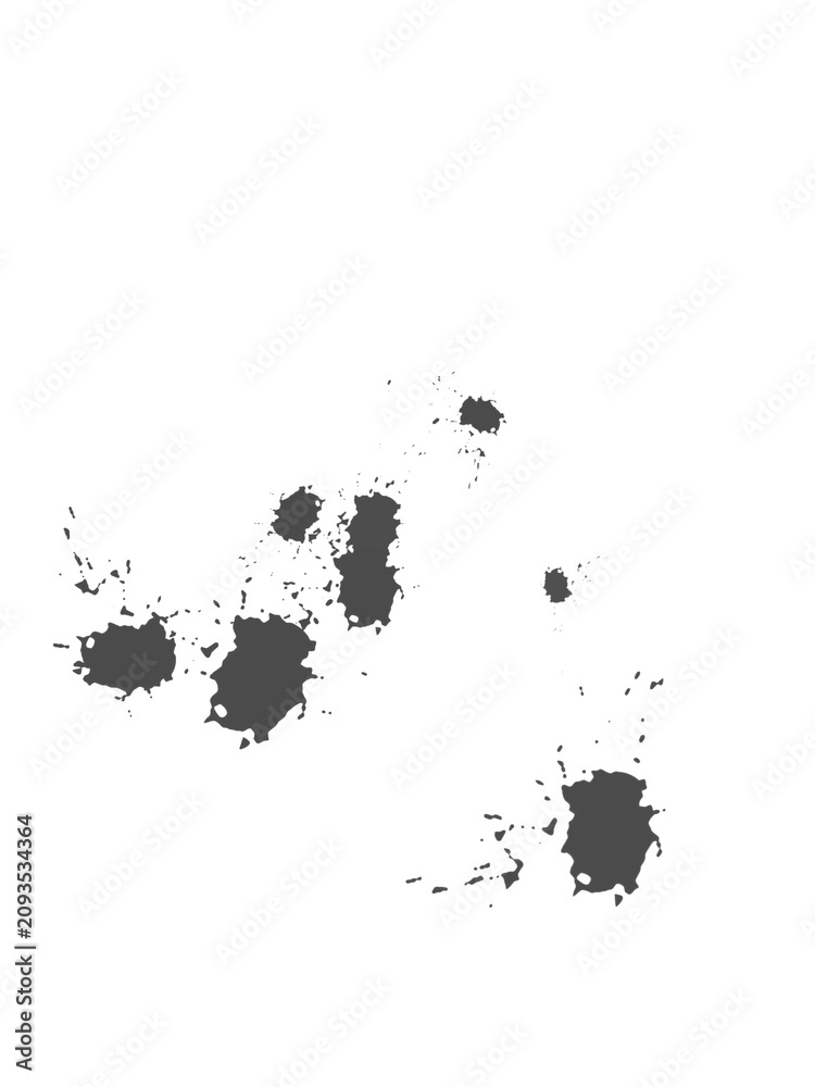 Fototapeta premium Dark grey watercolor drops and liquid stains clipart.