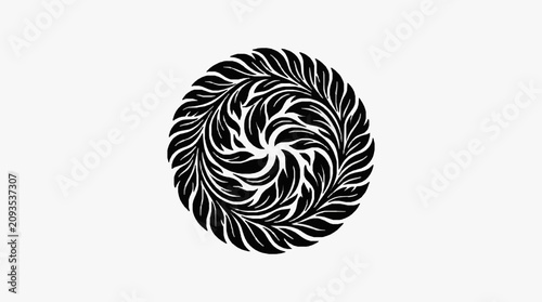 Fotografie Black and white intricate circular mandala design.