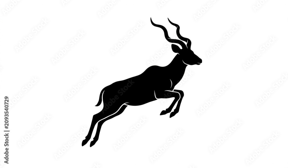 Fototapeta premium Minimal African antelope silhouette icon vector illustration isolated on white