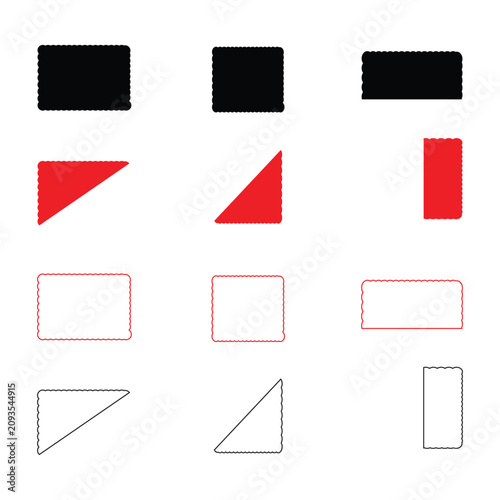 set of paper sheets, Geometric shapes set with zigzag edges vector illustration