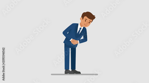 Quadro su tela Flat Design Businessman Bowing Modestly, Showing Respect and Politeness, Simple