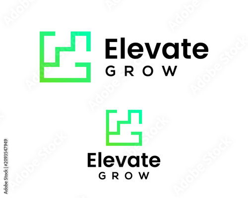 EG monogram letter logo representing business growth.