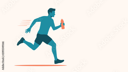 Tableau sur toile Man sprinting with a sports drink bottle sprinting exercise training lifestyle m