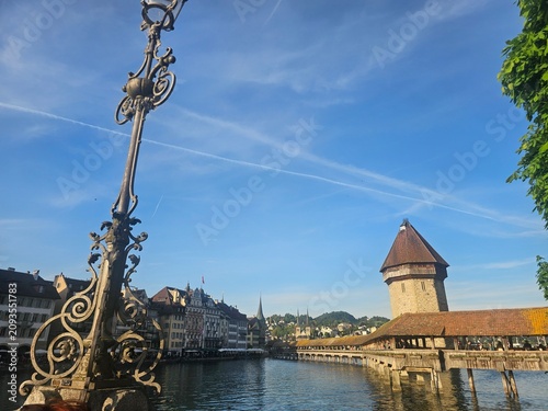 chapel bridge in lucerne, swiss