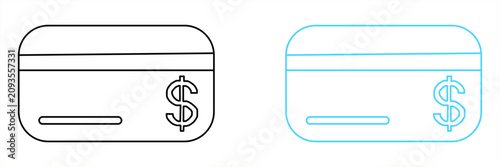 Картината върху платно Credit Card Icon Set in Outline, Filled and Blue Duotone Styles for Payment, Ban