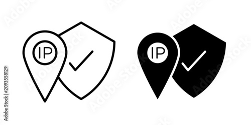 IP Address Protection Icon for secure online identity network privacy and internet security use in UI UX websites apps and systems Vector illustration with stroke and fill on a white background.