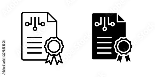Network Certificate Icon for secure authentication digital certification and encrypted communication use in UI UX websites app and system Vector illustration with stroke and fill on a white background