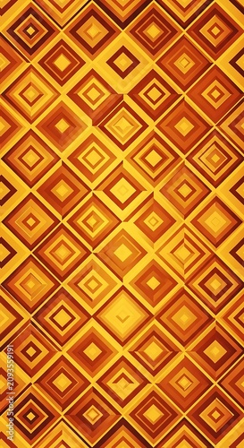 Retro Orange Geometric Diamond Pattern Repeating on Abstract Textile Background