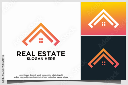 Foto Modern Real Estate Logo Design with Minimal House Roof Icon