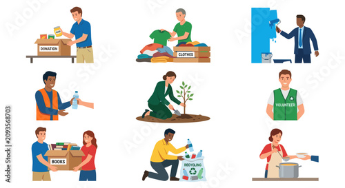 Cuadro en lienzo Volunteers participating in community service and charitable activities