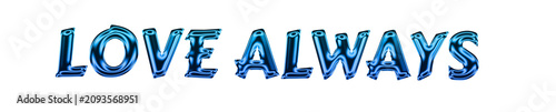 Canvastavla love always in blue shiny letters on transparent background