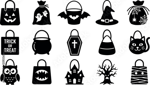 Photos Halloween candy trick or treat silhouette bundle vector set for festive designs