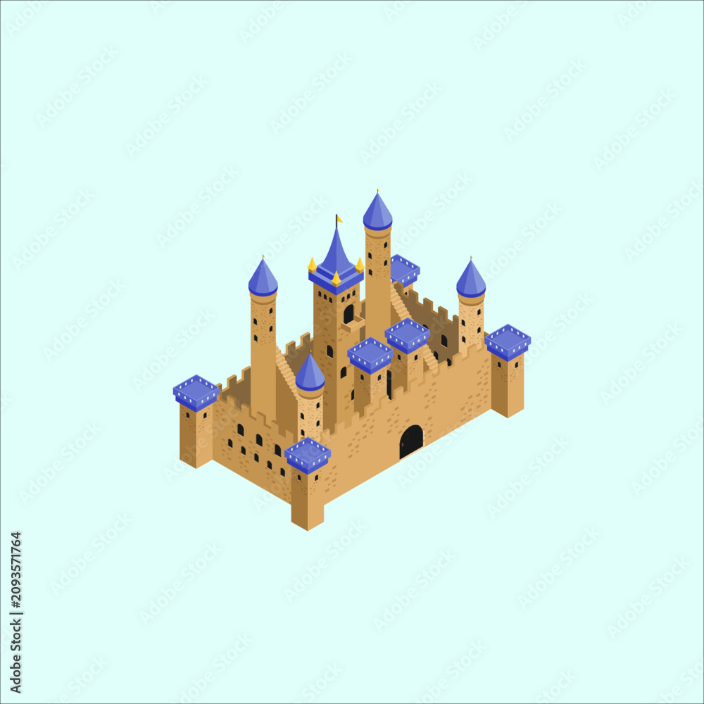 Fototapeta premium Isometric Sandcastle Toy